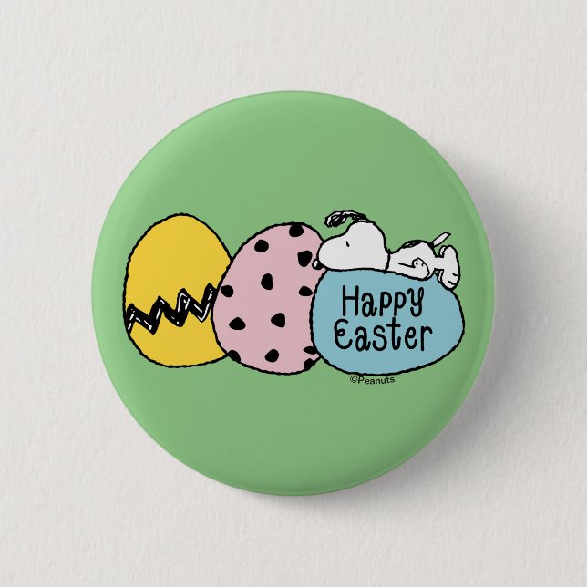 Macaron Rond 5 Cm Snoopy - Bonne Pâques (Devant)
