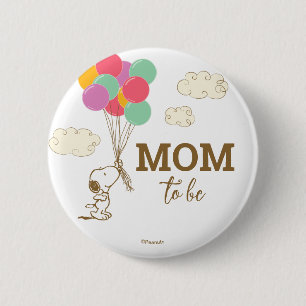 Macaron Rond 5 Cm Snoopy et ballons Baby shower Maman à être