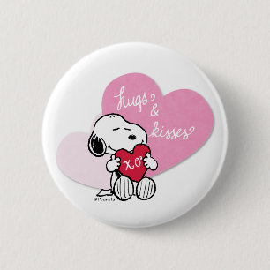 Macaron Rond 5 Cm Snoopy Hugs & Kisses
