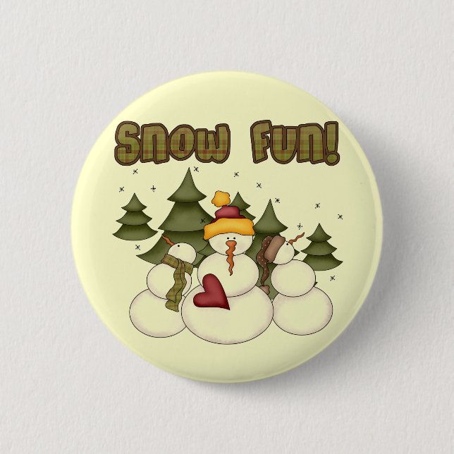 Macaron Rond 5 Cm Snow Fun Deux T-shirts et cadeaux (Devant)