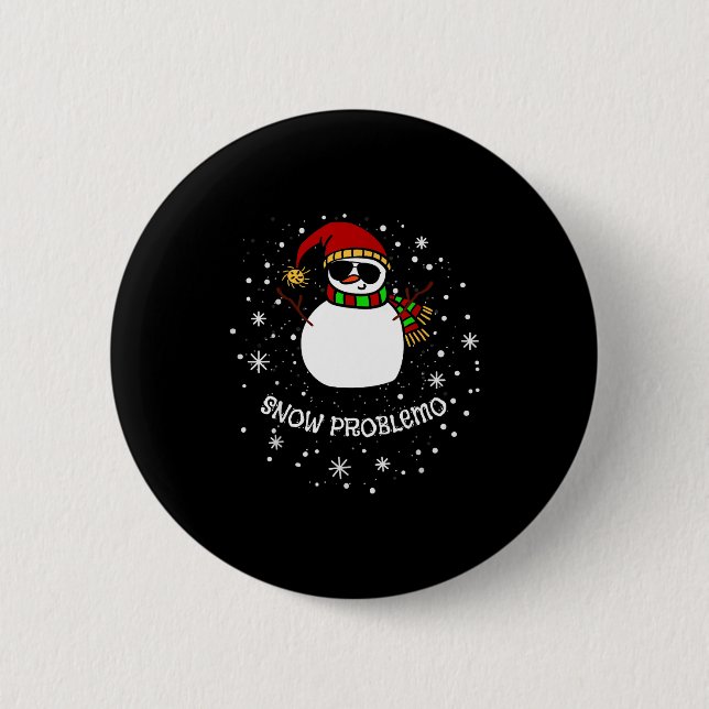 Macaron Rond 5 Cm Snow Problemo Funny Christmas Snowman  (Devant)