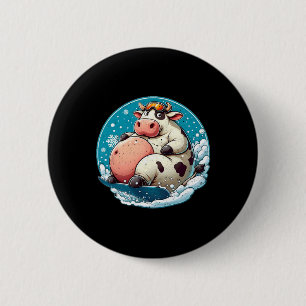 Macaron Rond 5 Cm Snowboard de vache bien nourri