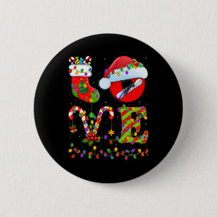 Macaron Rond 5 Cm Snowboard Xmas Lighting Père Noël Love Snowboard