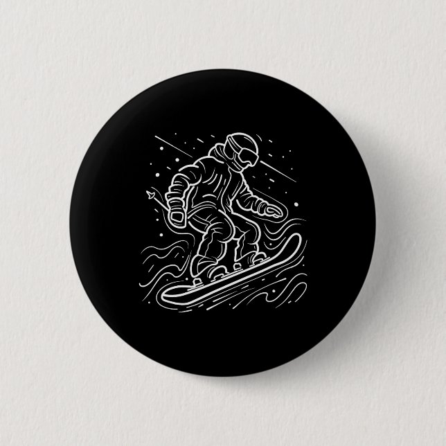 Macaron Rond 5 Cm Snowboarder Dessin Leçons de Snowboard (Devant)
