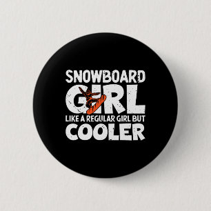 Macaron Rond 5 Cm Snowboarder Girl Snowboard Cadeaux Snowboard Wint