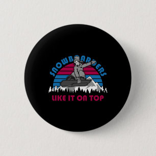 Macaron Rond 5 Cm Snowboarders Comme Il Sur Le Haut - Drôle Snowboar