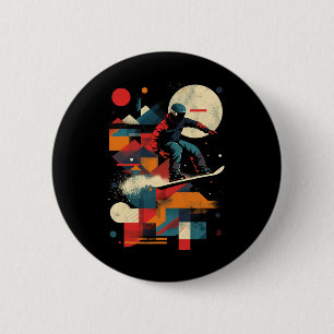 Macaron Rond 5 Cm Snowboardeur Artistique Hommes Et Femmes Snowboard