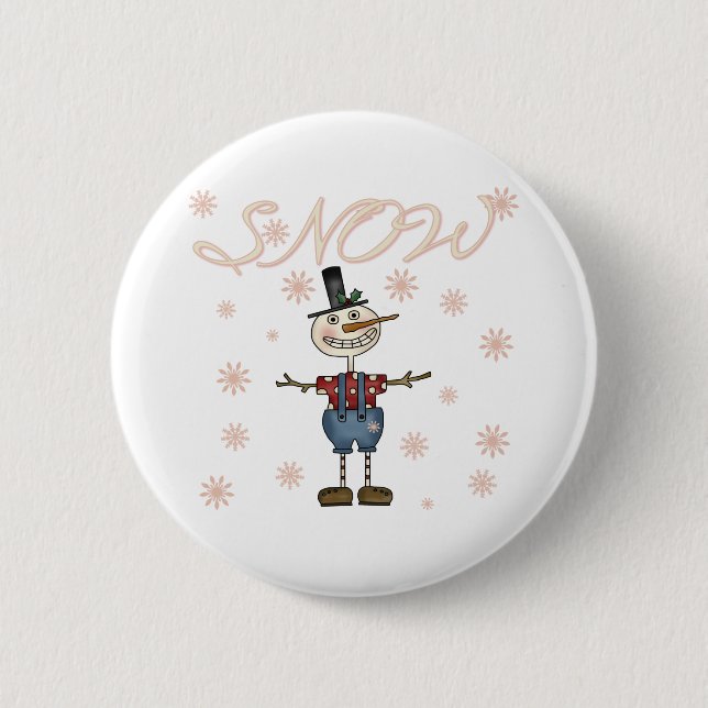 Macaron Rond 5 Cm Snowman (Devant)