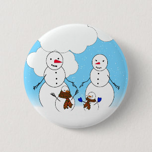 Macaron Rond 5 Cm Snowman Family
