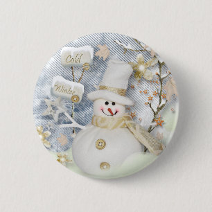 Macaron Rond 5 Cm Snowman hiver froid