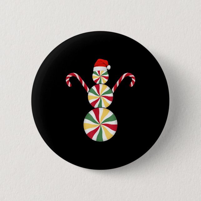 Macaron Rond 5 Cm Snowman Peppermint Candies Merry Christmas Pajamas (Devant)