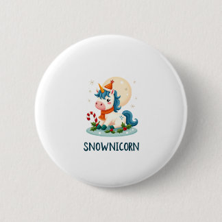Macaron Rond 5 Cm Snownicorn Licorne Mignonne Bonhomme de Neige Noël