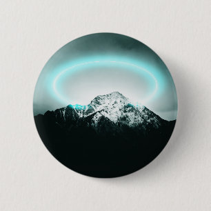 Macaron Rond 5 Cm Snowy mountain mysterious blue neon light