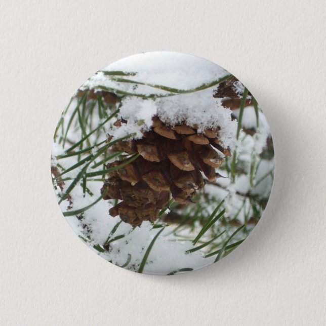 Macaron Rond 5 Cm Snowy Pine Cone I (Devant)