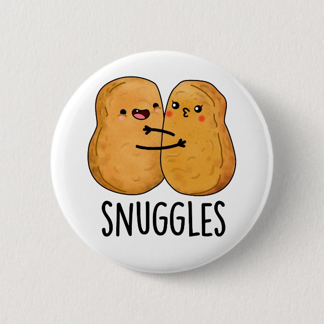 Macaron Rond 5 Cm Snuggys Drôle Nugget Couple Pun (Devant)