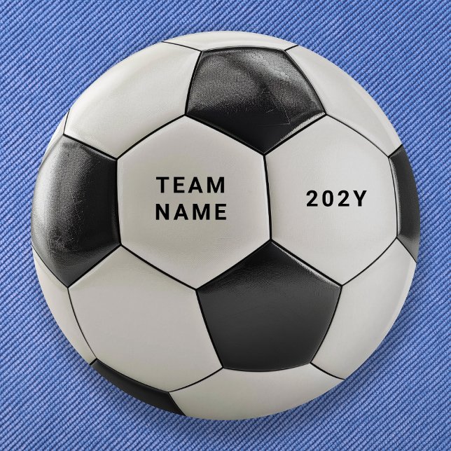 Macaron Rond 5 Cm Soccer Ball Button Pin | Custom Team Name Buttons (Soccer ball design, perfect for football fans, team celebrations, birthdays & sports-themed parties!)
