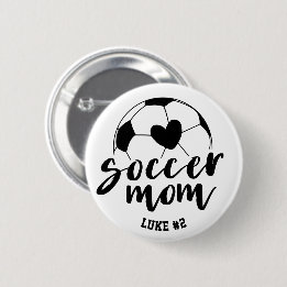 Macaron Rond 5 Cm Soccer Maman Balle de Coeur Nom et numéro personna