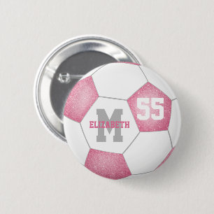 Macaron Rond 5 Cm soccer rose blanc gris girly personnalisé