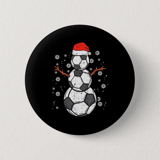 Macaron Rond 5 Cm Soccer Snowman Xmas Christmas Srts Boys Girls  (Devant)