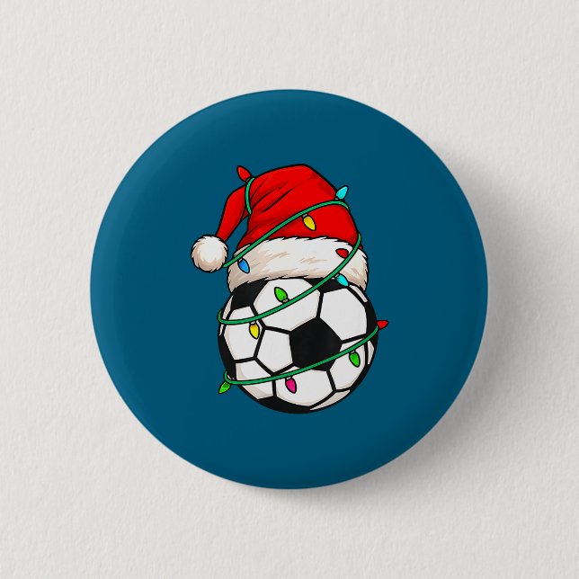 Macaron Rond 5 Cm Soccer With Santa Hat Funny Christmas Xmas Gift  (Devant)