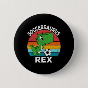 Macaron Rond 5 Cm Soccersaurus Rex Dinosaure de Football Pour Garçon