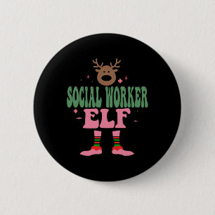 Macaron Rond 5 Cm Social Travailleur Elf Xmas Famille Groupe Noël