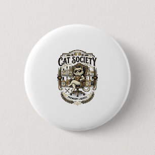 Macaron Rond 5 Cm Société de chats Bar à alcool humour Vintage vecte