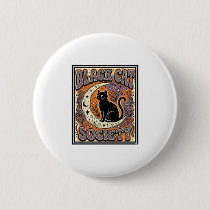 Macaron Rond 5 Cm Société du chat noir Chat noir Art vectoriel vinta