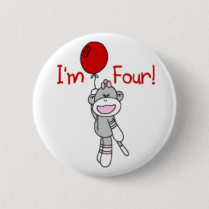 Macaron Rond 5 Cm Sock Monkey 4th Birthday Tshirts et cadeaux