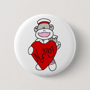 Macaron Rond 5 Cm Sock Monkey I Love Nursing T-shirts et cadeaux