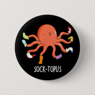 Macaron Rond 5 Cm Soctopus Drôle Octopus Avec Chaussettes Pun Dark B