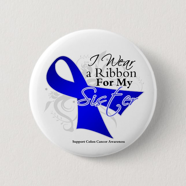 Macaron Rond 5 Cm Soeur Bleu Ruban - Colon Cancer (Devant)