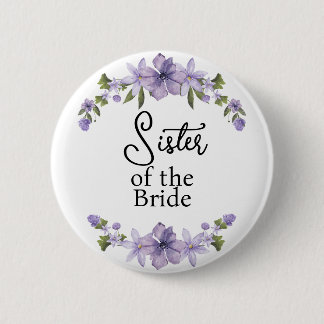 Macaron Rond 5 Cm Sœur de la mariée Fleurs violettes Mariage