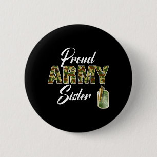 Macaron Rond 5 Cm Sœur de l'armée fière Camouflage Soldat Famille Co