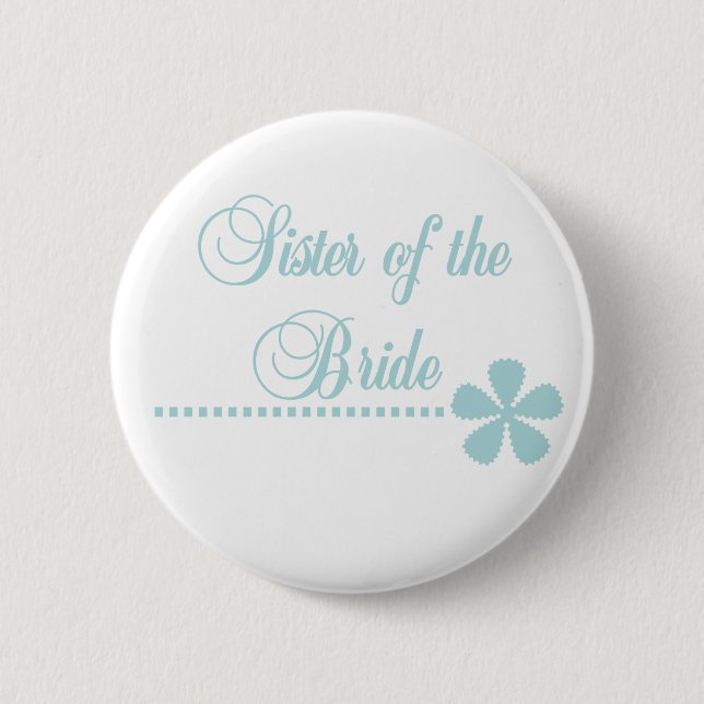 Macaron Rond 5 Cm Soeur de l'élégance de Teal de jeune mariée (Devant)