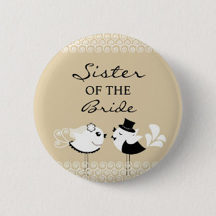 Macaron Rond 5 Cm Soeur des oiseaux de jeune mariée épousant le