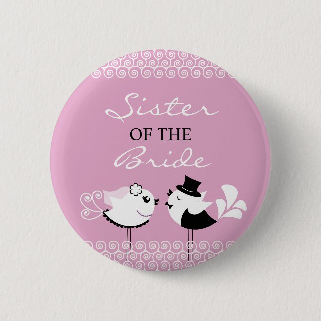 Macaron Rond 5 Cm Soeur des oiseaux de jeune mariée épousant le (Devant)