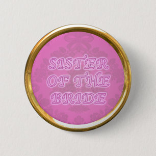Macaron Rond 5 Cm Soeur du bouton de jeune mariée avec le bord d'or