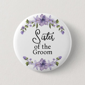 Macaron Rond 5 Cm Sœur du marié Fleurs violettes Mariage