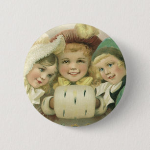 Macaron Rond 5 Cm Soeurs de Noël Vintage, Enfants Victoriens