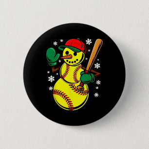Macaron Rond 5 Cm Softball Chapeau de Père Noël Bonhomme de Neige Xm