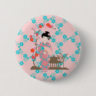 Macaron Rond 5 Cm Soirée de Geisha girl