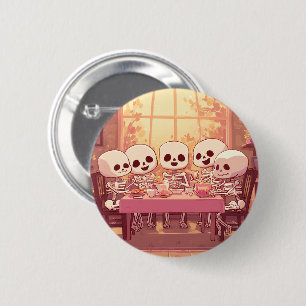 Macaron Rond 5 Cm Soirée Dîner Cute Skeleton - Bouton
