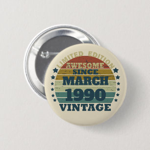 Macaron Rond 5 Cm Soirée personnalisée vintage de 35 ans