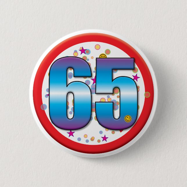 Macaron Rond 5 Cm soixante-cinquième Anniversaire v2 (Devant)