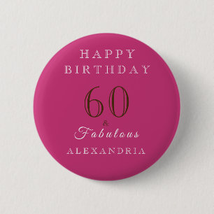 Macaron Rond 5 Cm Soixante et fabuleux anniversaire rose chaud