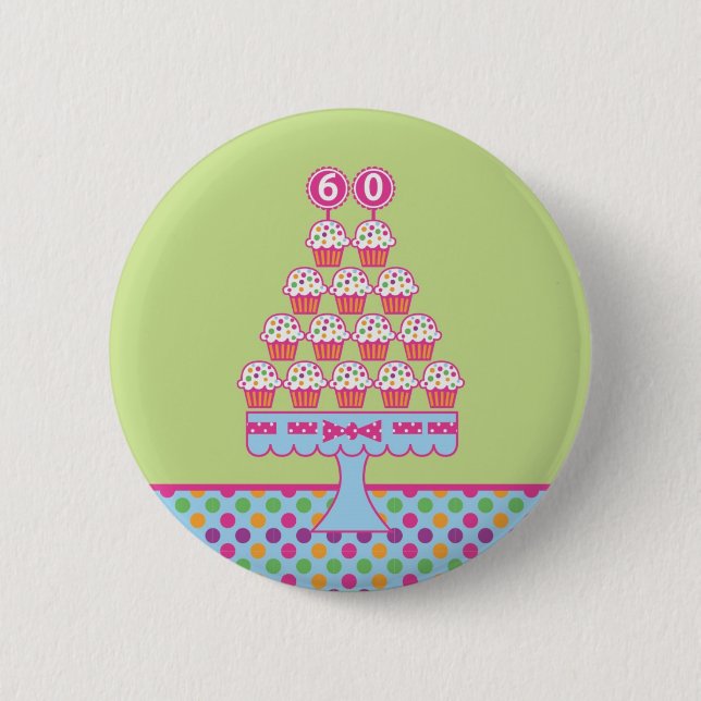 Macaron Rond 5 Cm soixantième Bouton d'anniversaire (Devant)