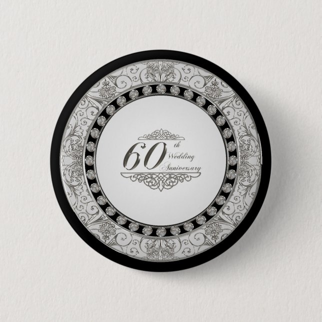 Macaron Rond 5 Cm soixantième Bouton d'anniversaire de mariage (Devant)