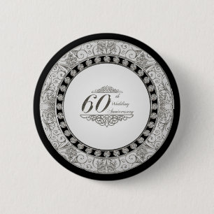 Macaron Rond 5 Cm soixantième Bouton d'anniversaire de mariage