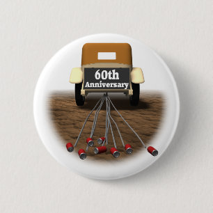Macaron Rond 5 Cm soixantième Bouton d'anniversaire de mariage